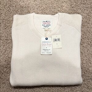 Lucky Brand Men's V-Neck Sweater in Cream